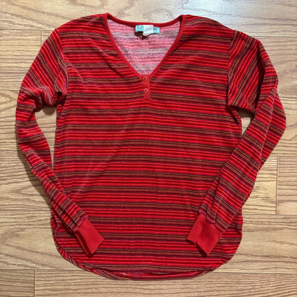 Vintage 1970s Questions Terry Henley Red Striped Sweater Women’s Medium